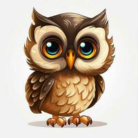 Owl 2d cartoon vector illustration on white background hig photo
