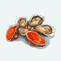 Oysters 2d vector illustration cartoon in white background photo