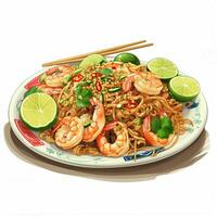 Pad Thai 2d vector illustration cartoon in white backgroun photo