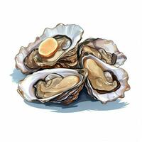 Oysters 2d vector illustration cartoon in white background photo