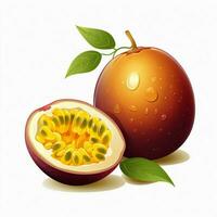 Passion fruit 2d cartoon illustraton on white background h photo