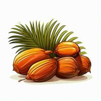 Palm fruit 2d cartoon illustraton on white background high photo