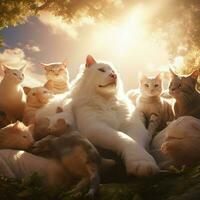 Peaceful animals basking in the suns gentle rays photo