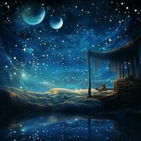 Peaceful sleep under a sea of twinkling stars photo