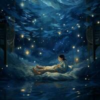Peaceful sleep under a sea of twinkling stars photo