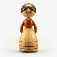 Peg wooden doll 2d cartoon illustraton on white background photo