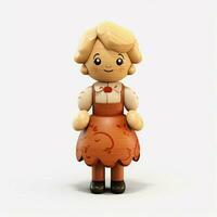 Peg wooden doll 2d cartoon illustraton on white background photo