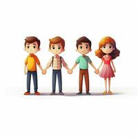 People Holding Hands 2d cartoon illustraton on white backg photo