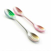 Perforated Spoon 2d cartoon illustraton on white backgroun photo