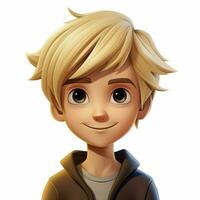 Person Blond Hair 2d cartoon illustraton on white backgrou photo