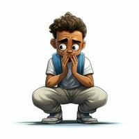 Person Kneeling 2d cartoon illustraton on white background photo