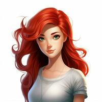 Person Red Hair 2d cartoon illustraton on white background photo