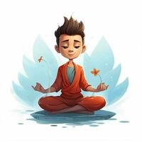 Person in Lotus Position 2d cartoon illustraton on white b photo