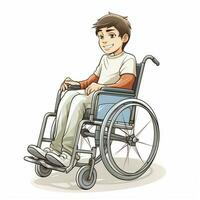 persona en manual silla de ruedas 2d dibujos animados ilustracion en pizca foto