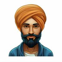 Person Wearing Turban 2d cartoon illustraton on white back photo