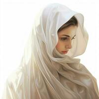 Person with Veil 2d cartoon illustraton on white backgroun photo