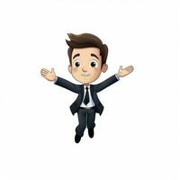 Person in Suit Levitating 2d cartoon illustraton on white photo