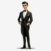 Person in Tuxedo 2d cartoon illustraton on white backgroun photo