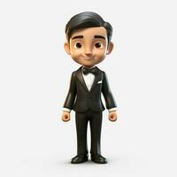 Person in Tuxedo 2d cartoon illustraton on white backgroun photo