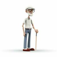 Person with White Cane 2d cartoon illustraton on white bac photo