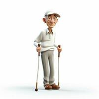 Person with White Cane 2d cartoon illustraton on white bac photo