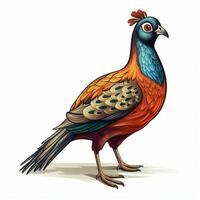 Pheasant 2d cartoon illustraton on white background high q photo