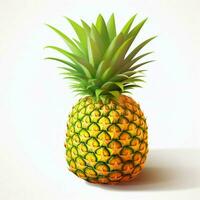 Pineapple 2d cartoon illustraton on white background high photo