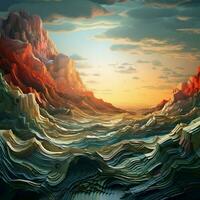 Pixel turbulences sculpting intriguing digital landscapes photo