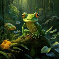 Playful amphibian lurking in the rainforest photo