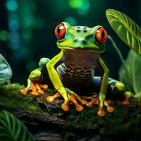 Playful amphibian lurking in the rainforest photo