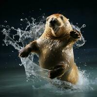 Playful aquatic mammal known for its acrobatics photo