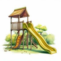Playground slide 2d cartoon illustraton on white backgroun photo