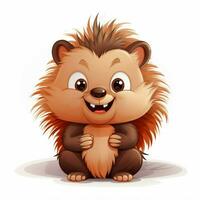 Porcupin 2d cartoon vector illustration on white backgroun photo