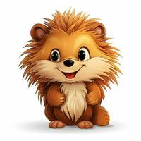 Porcupin 2d cartoon vector illustration on white backgroun photo