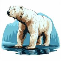 polar oso 2d dibujos animados vector ilustración en blanco centrico foto