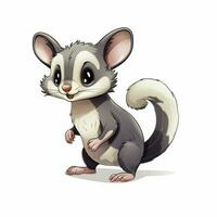 Possum 2d cartoon vector illustration on white background photo