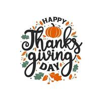 Happy Thanksgiving Day background design with dried leaves vector