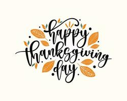 Happy thanksgiving Day flat typography design vector