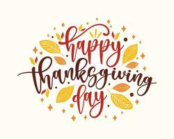 Happy thanksgiving Day flat typography design vector