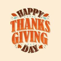 Happy Thanksgiving Day background design with dried leaves vector