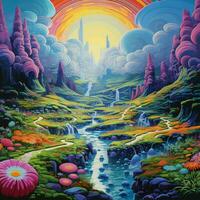 Psychedelic landscapes inviting exploration and introspect photo