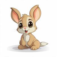 Rabbit 2d cartoon vector illustration on white background photo