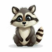 Racoon 2d cartoon vector illustration on white background photo