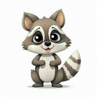 Racoon 2d cartoon vector illustration on white background photo