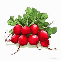 Radishes 2d vector illustration cartoon in white backgroun photo