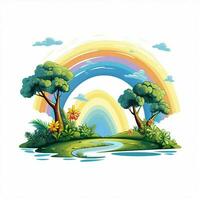 Rainbow 2d cartoon vector illustration on white background photo