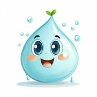 Raindrop 2d cartoon vector illustration on white backgroun photo