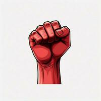 Raised Fist 2d cartoon illustraton on white background hig photo