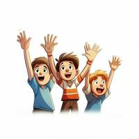 Raising Hands 2d cartoon illustraton on white background h photo