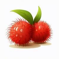 Rambutan 2d cartoon illustraton on white background high q photo